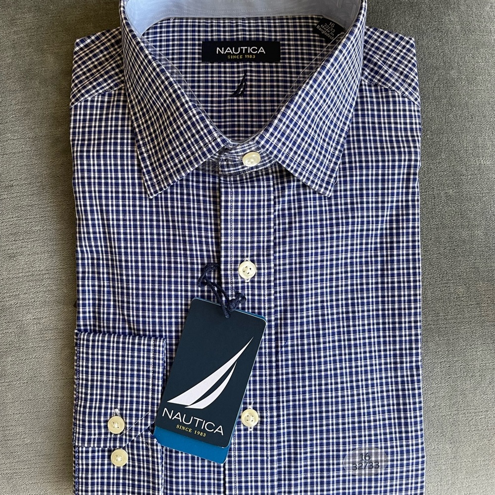 Nautica blue men’s button down 16 32/33 brand new